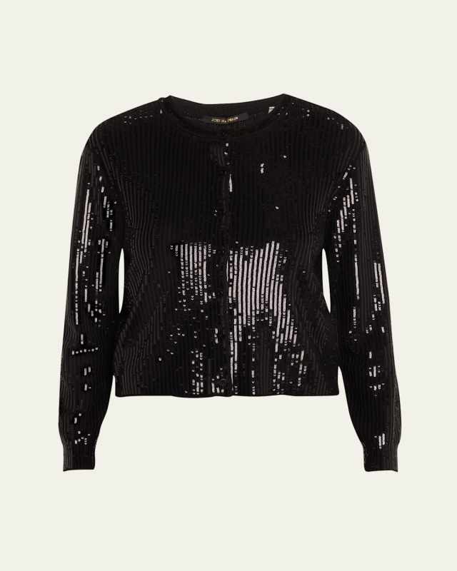 Aspen Button-Down Sequin Wool Cardigan